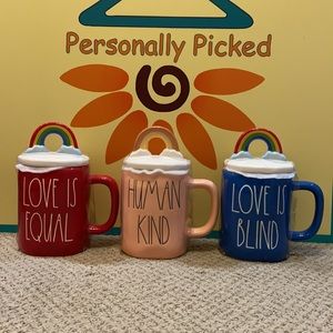 Rae Dunn LOVE IS EQUAL, HUMAN KIND, LOVE IS BLIND Mugs